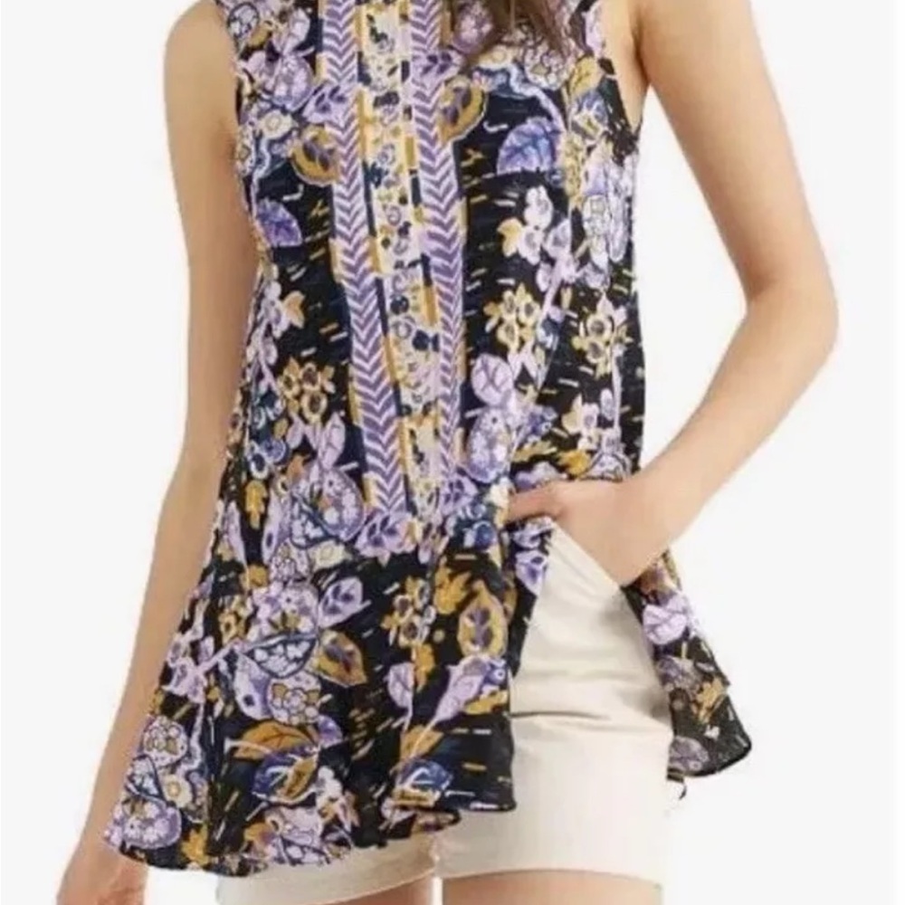Free People Linen Blend Summer in Tulum Dress Or Top Size XS Ruffle Boho